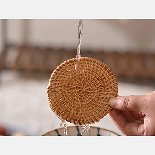 Coastas de vime de bambu de bambu feitas à mão, palha redonda não deslizante para copo de chá de