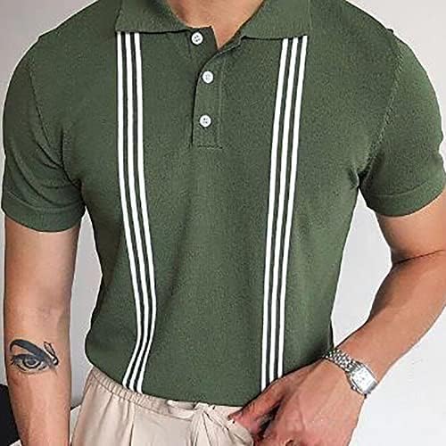 2023 camisa de moda masculina de nova manga curta de manga curta bloco de cor de cor de algodão de algodão de algodão mock tee de pescoço