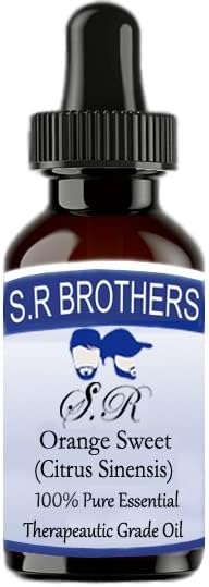 S.R Brothers Orange Sweet Pure & Natural Therapeautic Grade Essential Oil com conta -gotas 30ml