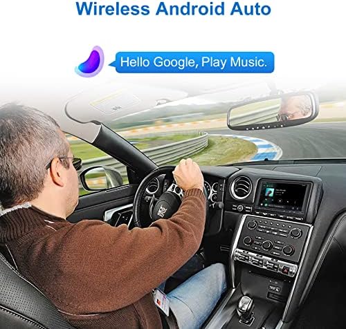 Double Din Car Stéreo CarPlay sem fio Android Auto - Tela de toque de 7 polegadas Estéreo com botões físicos Bluetooth Airplay Backup Camera Directer Wheel Control, AM/FM Receptores de áudio de carro
