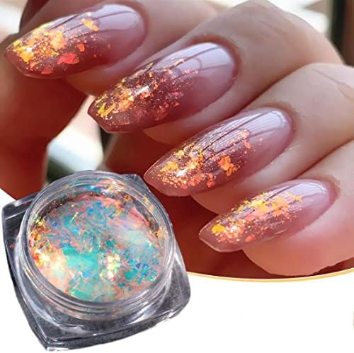 0,1g Crystal Ice Fire Opal Glitter Floks Aurora iridescente Sereia cromo pó de pó de manicure paillettte pó
