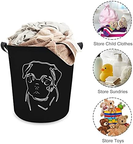 Pug Dog Oxford Cloundry Basket com alças de armazenamento cesto para organizador de brinquedos cesto de berçário cesto banheiro