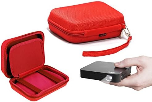 Navitech Red Protective Portable Handheld Pocket Projector de transporte compatível com o AAXA P300