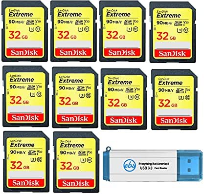 Sandisk Extreme 32 GB SD Speed ​​Class 10 UHS-1 U3 C10 4K 32G Cartões de memória SDHC para câmera digital compatível,