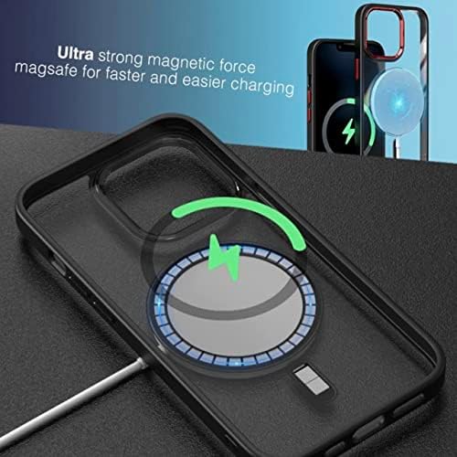 DXPAD Magnetic Slim Clear Caso para iPhone 14 Pro Max [não amarelo] [Proteção de grau militar] [ímãs fortes