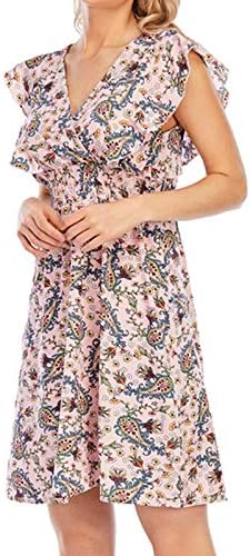 vestido iqka wrap vestido sem mangas femininas femininas casuais impressão floral verão novo vestido feminino de decote em V