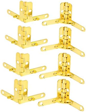X-Dree Jewelry Wine Caixa de madeira Caixa de madeira Metal Tone de ouro de dobradiça 28,5mmx22mm