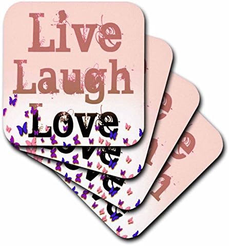 3drose cst_37956_1 ao vivo, risos, amo rosa e roxo Borboleflies Palavras inspiradoras macias, conjunto