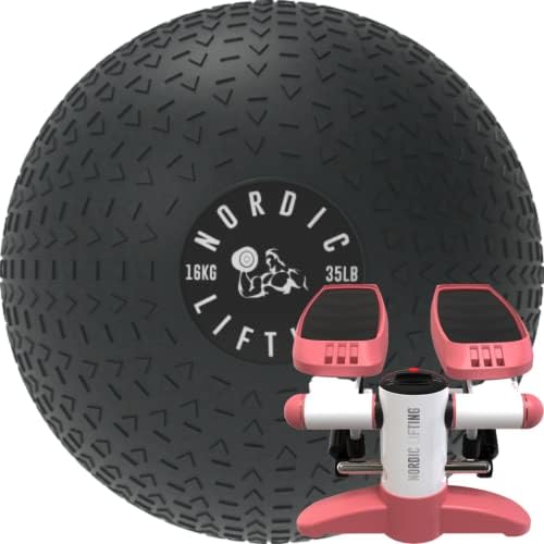 Nordic Lifting Slam Ball 35 lb pacote com mini stepper - rosa