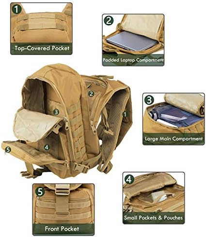 Molle Molle Back, tática de backpack de 35L de 35L de laptop de mochila tática de mochila de caça à caça de caça à caça