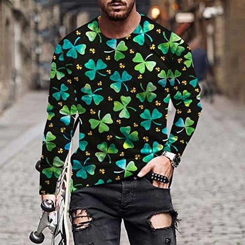 Camiseta masculina de St. Patrick Roupa irlandesa trevo shamrock t-shirt de manga comprida tampas