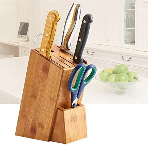 Suporte de faca de madeira real com 7 slots vazios. Suporte de faca de madeira com ventilação anti-esquisitos e moda e ferramentas de cozinha prática ferramentas de armazenamento