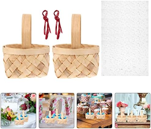 Doitool 2pcs mini cestas de tecido com alças cesto de cesta de flores em miniatura com lanches de malha de malha