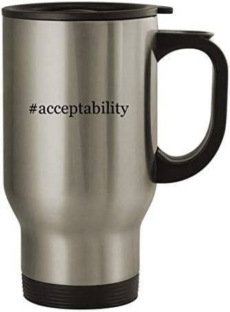 Presentes Knick Knack #Aceptability - Caneca de viagem de aço inoxidável de 14 onças, prata
