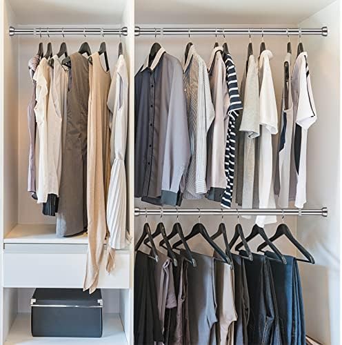 Rod de armário, barras de armário para pendurar roupas, haste de pano ajustável para guarda -roupas, armários de sapatos, prata