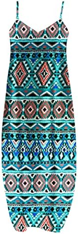 Mulheres Summer Summer Western asteca maxi vestidos casuais vestido de bolso longo de tanque vintage sundress de camiseta étnica solta