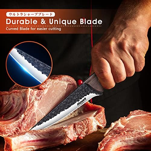 Huusk Japan faca para corte de carne Faca de cutelo forjada com pacote de bainha com uma faca de quebra de açougueiro forjada à mão