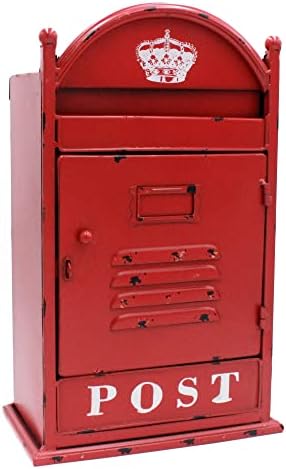 Funerom Vintage Montado com parede Caixa de correio de metal 9 x 5,5 x 14,6 polegadas, vermelho
