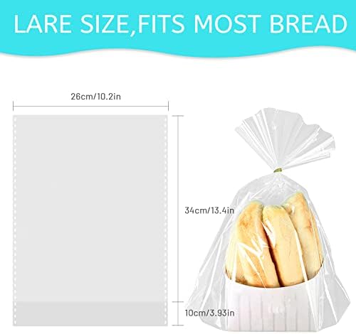 Sjorhnus 100 PCs Saco de pão transparente com gravatas, bolsas de embalagem de pão 10x13inch adequado