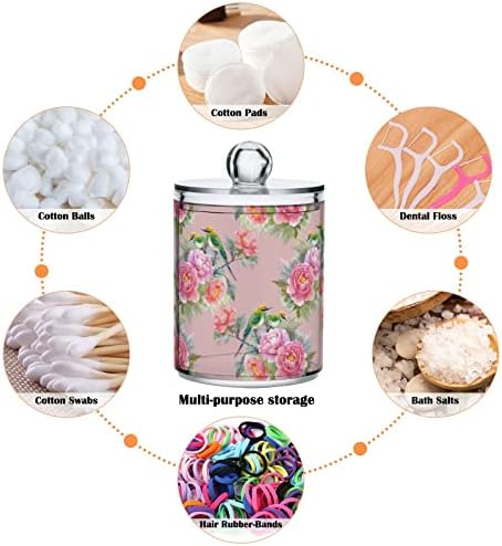 Dispensador de portador qTIP de flores rosa de rosa umiriko para swabs de algodão com tampas 2 pacote, frascos de farmacêuticos para algodão Ball 20800232