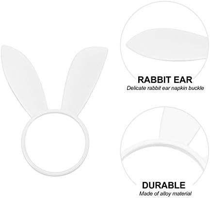 ABOOFAN 4PCS Bunny Ears Napkin Rings Easter Rabbit Ring Ring Porta Metal Páscoa jantar guardana