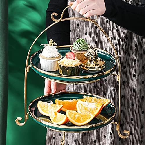 Bolo Stand Cupcake Stands Prave de bolo de cerâmica de ferro forjado Tabela de sobremesa para casamentos, festas de aniversário ， festas de chá para pastelaria de pastelaria