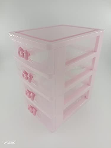 Caixa de armazenamento de recepção rosa adorável wqurc com camadas múltiplas e maçaneta rosa
