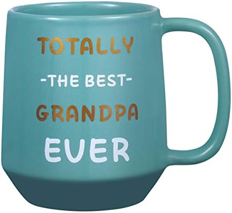 Dia dos Avós - Totalmente o melhor avô e sempre grande copo de chá de caneca de cerâmica, presentes perfeitos e colecionando para vovô, 16 oz, aquamarine