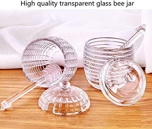 Panela de mel de vidro aebor, equipado com bastão de mel de vidro, dispensador de suporte de vidro