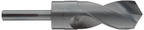 Chicago Latrobe 190F Aço de alta velocidade reduzido broca de haste, acabamento de óxido preto, haste plana, ponto convencional de 118 graus, tamanho de 7/8