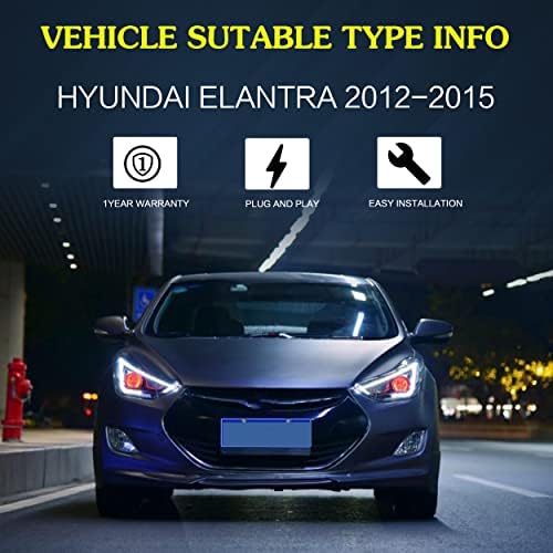 VLAND LED Demon Eyes Front Lights Fit for Hyundai Elantra 2012-2015 & Elantra Coupe 2013 2014 incluiu lâmpadas D2H para feixe alto/baixo