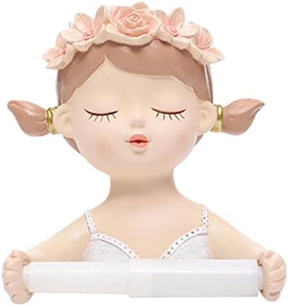 Gazechimp tocador de papel higiênico, fada criativa de fada adorável menina higiênica Distribuidor de rolos e cabides montados para banheiro e cozinha - Garota de cabelo curto