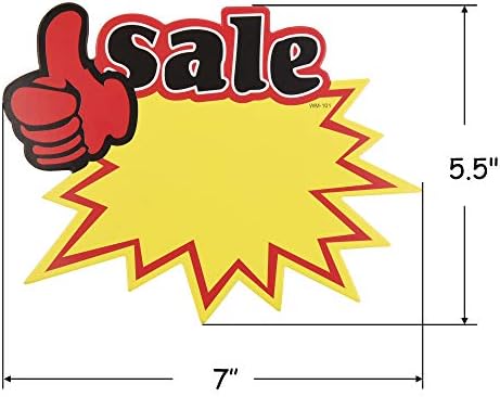 BlueCell 50pcs Promoção de vendas em branco Sinais de venda de varejo com tags de exibição brilhante para
