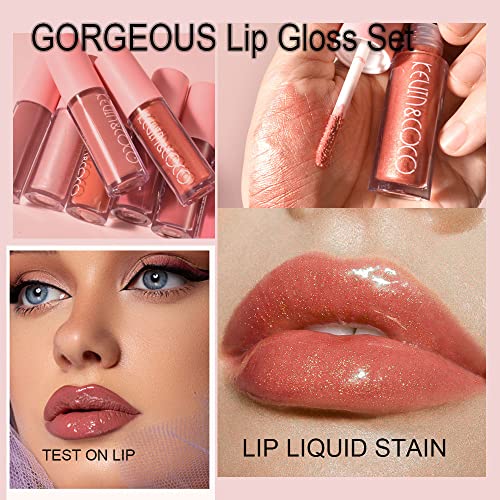 Hongzhuang 8pcs High Shimmer Liquid Lip Gloss, kit de batom de brilho e brilho, hidratante e cushing
