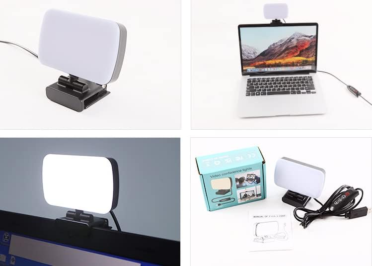 Iluminação de videoconferência com 3 modos de luz com clipe de clipe frontal e traseiro Luz de selfie