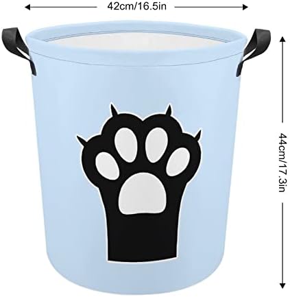 Big Black Cat Paw Cesto dobrável cesta de lavanderia Saco de armazenamento à prova d'água com alça 16,5 x 16,5 x 17