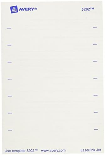 Avery® Print-O ou Write Permanente Jato de Jato de Tinta/Laser Rótulos de Pasta, 5202, 5/8 x 3 1/2, branco, pacote de 252