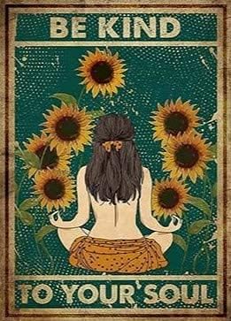 Seja gentil com a sua alma engraçada de ioga decoração de ioga poster retro metal lata sinal vintage para decoração