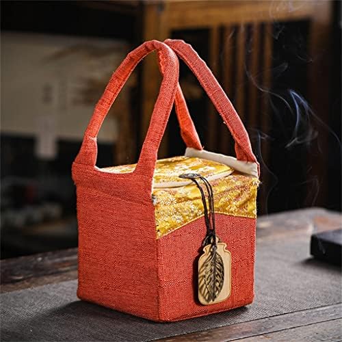 Mmllzel Vintage Cotton Linen Bag de copo único Bolsa de armazenamento chinês Bolsa de Teaware Retro Brocade