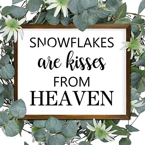 Wood emoldurado signo snowflakes são beijos do céu pendurar arte de parede citações inspiradoras citações cristãs de madeira emoldurada citação de família rústica emoldura de madeira para a cozinha da sala de estar cozinha