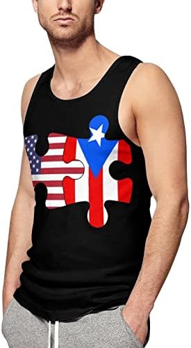 Tampo masculino de bandeira dos EUA e Porto Rico Tampo masculino Trepolas sem mangas T-shirts Fitness Fitness