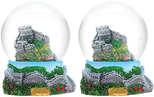 Homoyoyo 2pcs decoração Great Resina Glitter Globe Globe Globe Globe Série Louvenirs Buildings Chineses Crystal