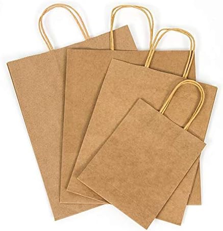 Sacos de papel Kraft de suprimentos elegantes com alças torcidas-10x5x13 polegadas, sacos de estampa sólida multiruse,