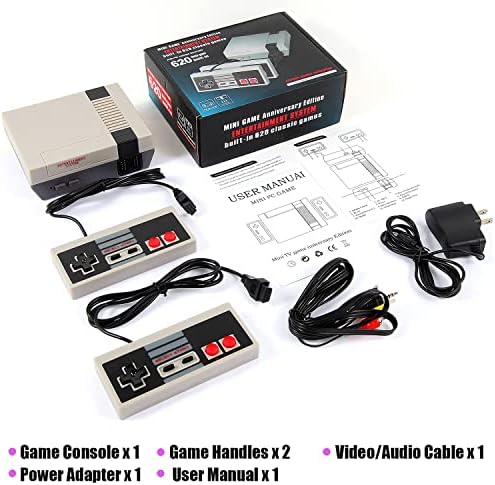 RETRO GAME CONSOL-Mini Mini Retro Game System interno 620 Games e 2 controladores, plugue e reproduz o sistema de jogos de entretenimento da velha escola de 8 bits Console