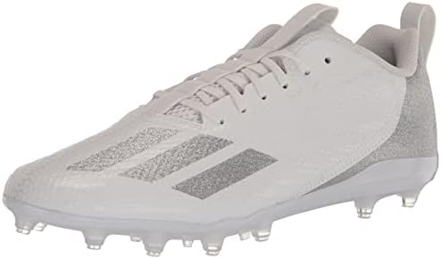 Adidas Men's Adizero Spark Football Sapato, White/Prata Metallic/White, 12
