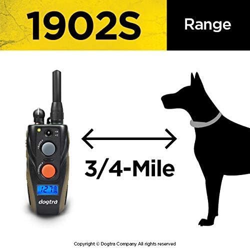 Dogtra 1902S ergonômico de 3/4 milhas IPX9K Impermea e transmissora de cães remotos de 2 cães de 2