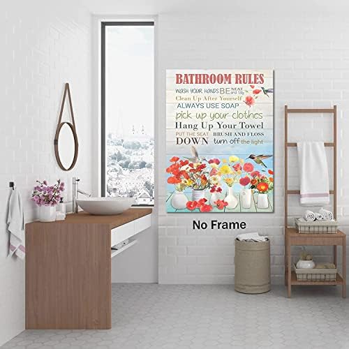 Red Flower Pictures decoração de parede Regras de banheiro assinar decoração de parede fazenda banheiro