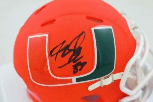 Jeremy Shockey autografou Miami Hurricanes amp Mini capacete - JSA W Auth *White - Mini capacetes