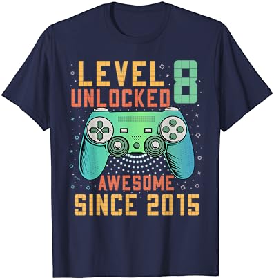 Nível 8 Desbloqueado 8º aniversário de 8 anos de idade Gamer Gamer T-shirt