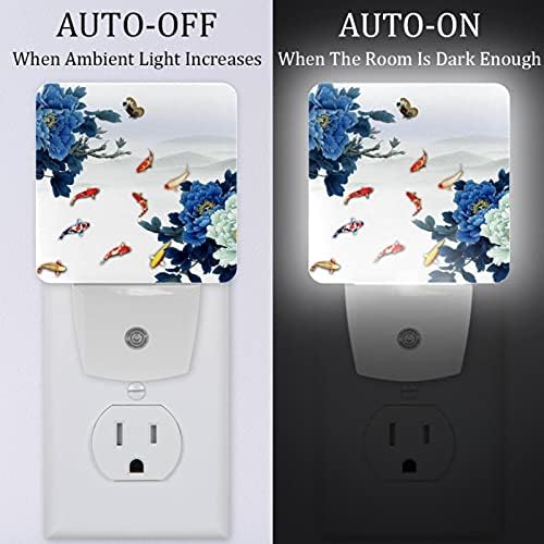 Lorvies Peony Butterflies Butterflies Plug in LED Night Light Auto Sensor Aproveito para Dawn Night para quarto,